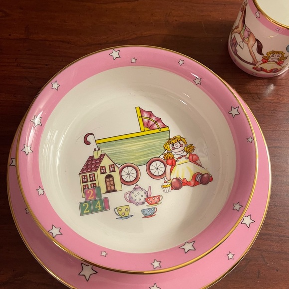 Halcyon Days Nursery Baby Girl 3-Piece Dining Set Fine Bone English China HTF - Picture 6 of 8